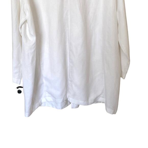 EILEEN FISHER Lyocell Linen Notch Collar Open-Front Blazer in White, Size 3X - Picture 10 of 12